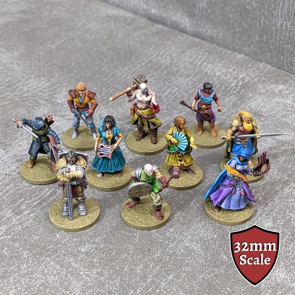 Heroes-set: 1 32 mm ongeverfde Dungeons and Dragons Party 10 minifiguren