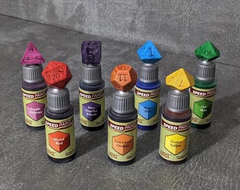 RPG Dice Hobby Paints Bottle Toppers Swatch Caps 7 Piece Set