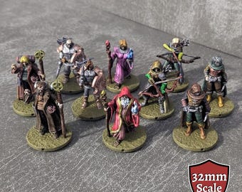 Adventurers Starter Set 1 32mm Unpainted Dungeons and Dragons Party 10 Mini Figures
