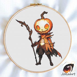 Spooky Jack-o-Lantern Cross Stitch Pattern: Halloween Pumpkin (PDF)