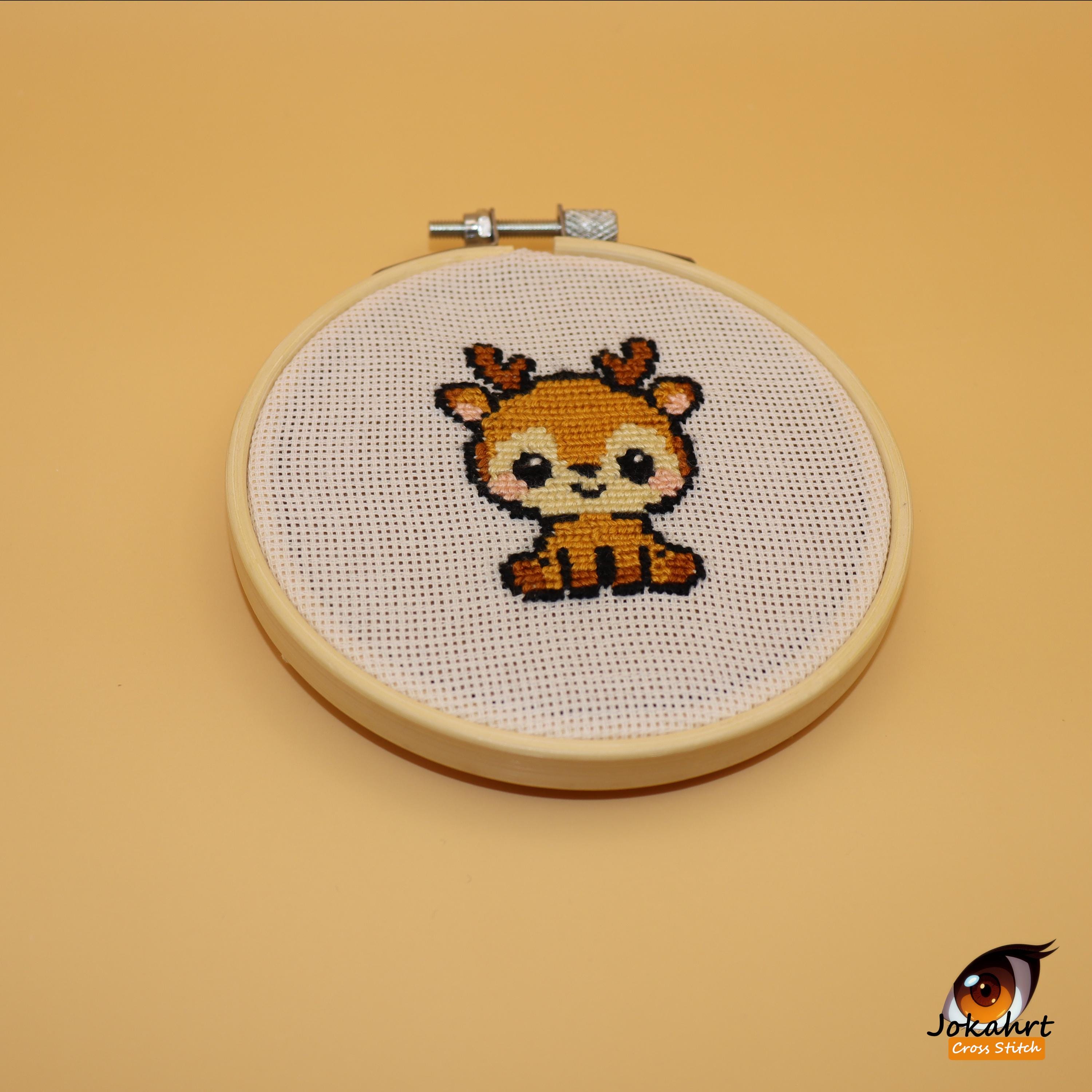 Kawaii Reindeer Cross Stitch Pattern PDF, Cute Christmas Reindeer ...