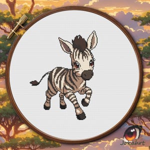Zebrakruissteekpatroon pdf, kaart met dieren in het wild, digitale safaristeek, doe-het-zelf zebraontwerp, Afrikaanse dieren kruissteekkunst