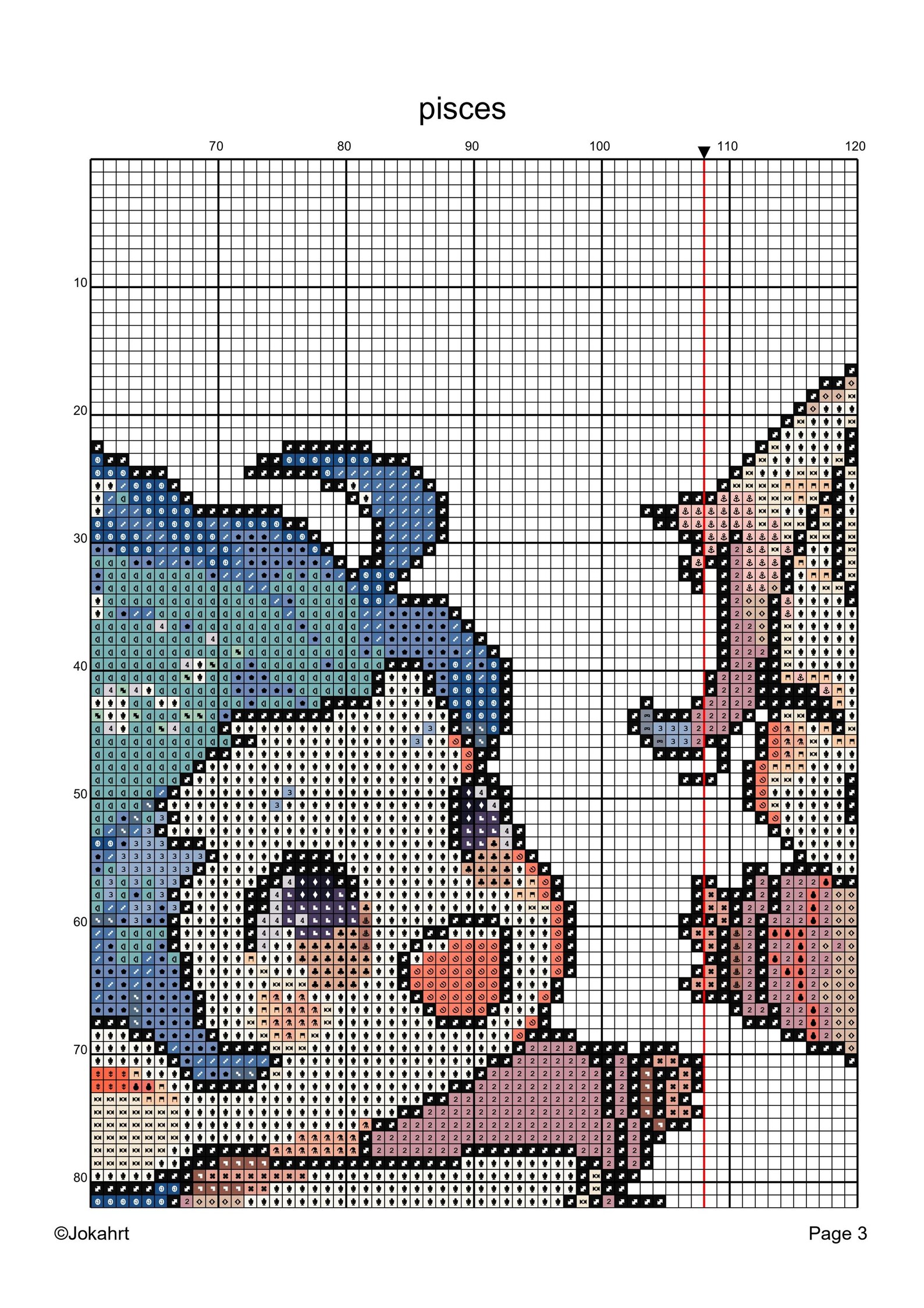 Pisces Cross Stitch Pattern PDF, Zodiac Astrology Cross Stitch, Digital ...