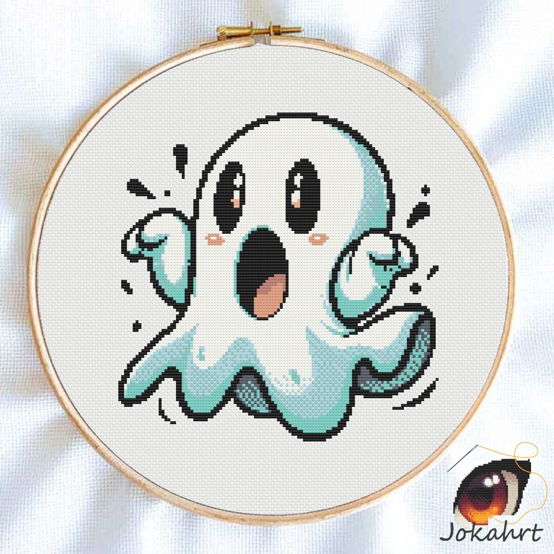 Ghost Cross Stitch Pattern PDF, Spooky Halloween Embroidery Chart ...
