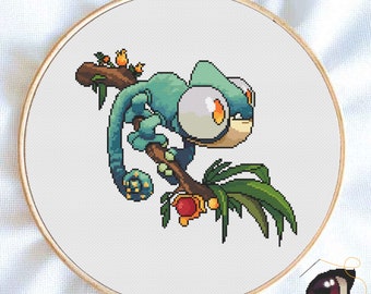 Chameleon Cross Stitch Pattern PDF, Lizard Animal Embroidery Chart, Jungle DIY Gift, Instant Download