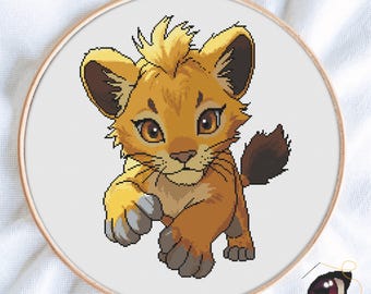Lion Cross Stitch Pattern PDF, Wildlife Safari Embroidery Chart, African DIY Gift, Instant Download