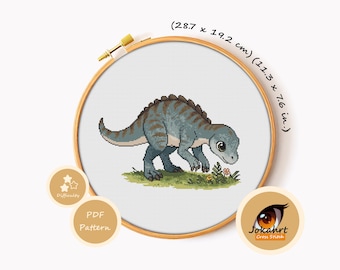 Iguanodon Cross Stitch Pattern PDF, Dinosaur Embroidery Chart, Prehistoric DIY Gift, Instant Download