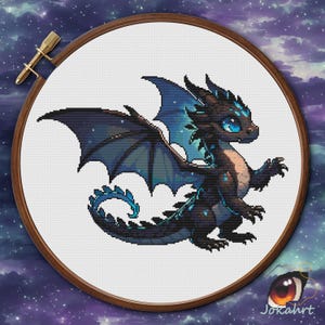 Dragon Cross Stitch Pattern PDF, Fantasy Dragon X Stitch, Mythical Creature Embroidery, DMC Thread Chart, DIY Digital Needlework Pattern