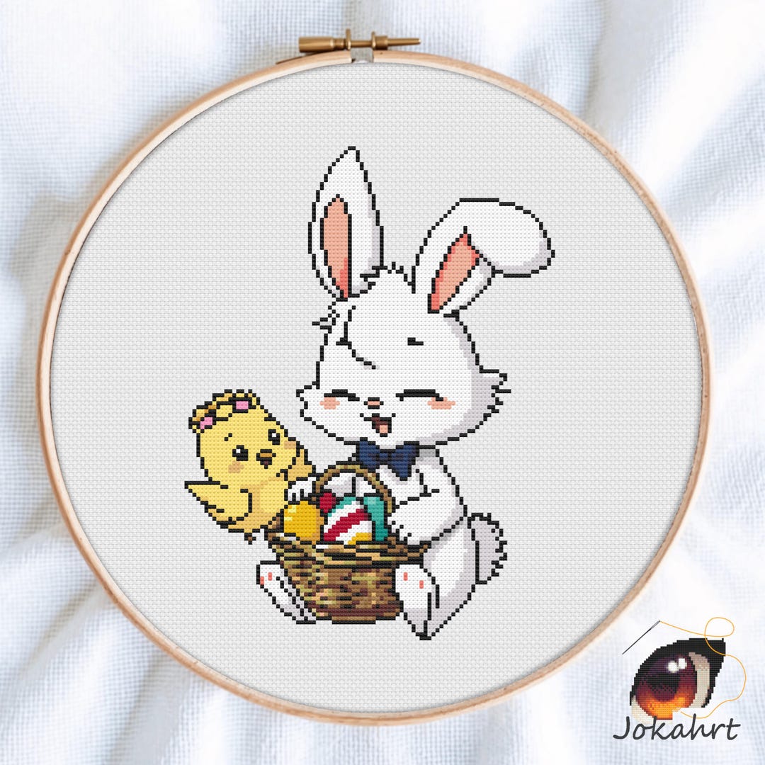 Easter Bunny and Chick Cross Stitch Pattern | Cute Spring Animal X ...