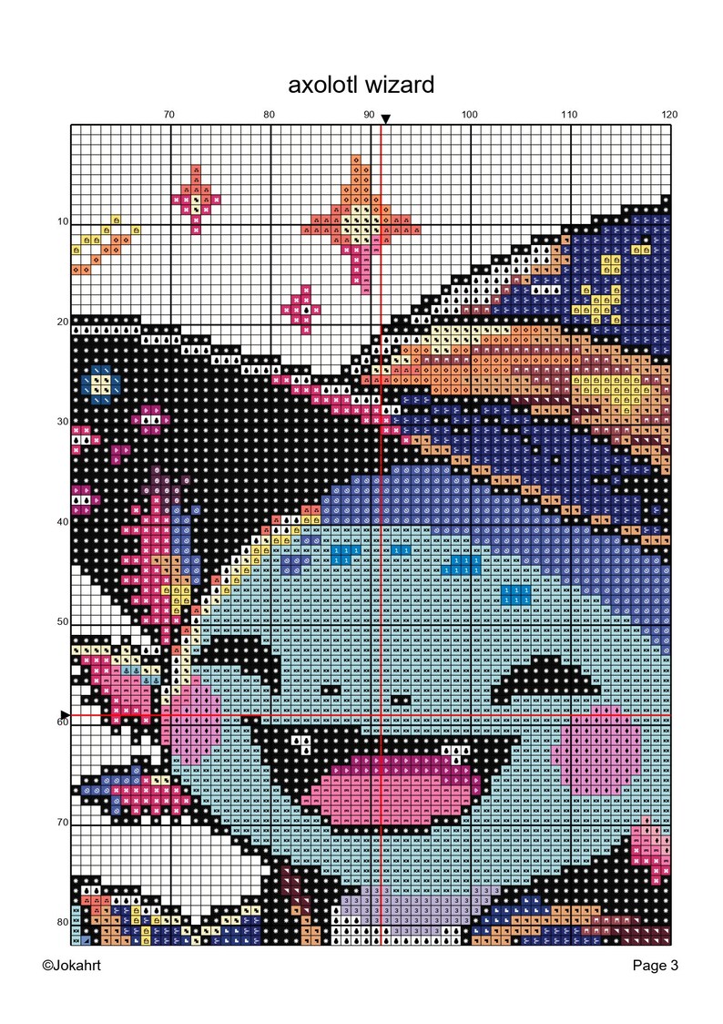 Axolotl Sorcerer Cross Stitch Pattern, Wizard Digital PDF File, Magical ...