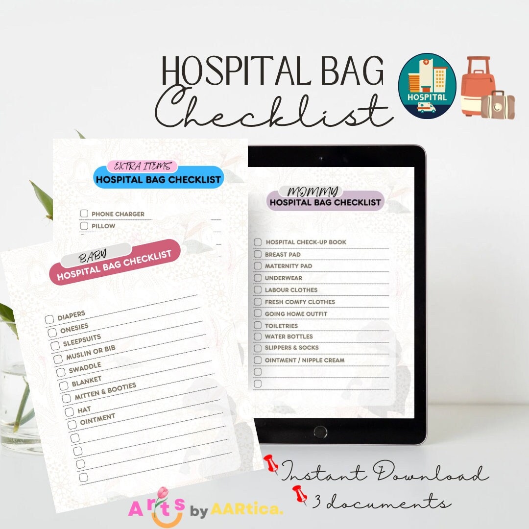 Hospital Bag Checklist I Printable I Digital Planner I Daily Etsy