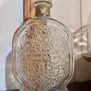 1950s Schenely Whiskey Bottle / Vintage Glass Decanter