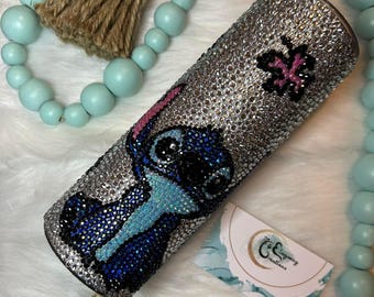 Handmade Stitch Rhinestone Tumbler: Personalized 20oz Sparkle Cup