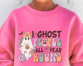 Sudadera "Hey Boo" para jóvenes, sudadera de otoño, sudadera para niños, sudadera para niñas, sudadera juvenil de Halloween, sudadera "Boo" para Halloween.