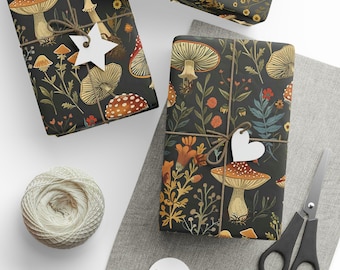 Mushroom Wrapping Paper Roll: Woodland Whimsigoth Gift Wrap