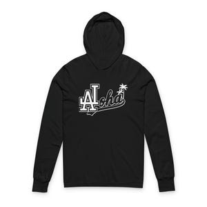 Royalty Edition- Aloha LA Hooded Long Sleeve Tee | Kanaka Maoli Code of Arms Shield Design