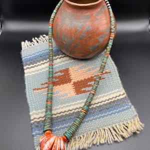 Turquoise and Orange Spiny Oyster Necklace