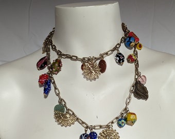 Vintage 36" Boho High Quality Bead and Metal Necklace