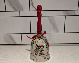 Vintage Ceramic Bell Wooden Handel