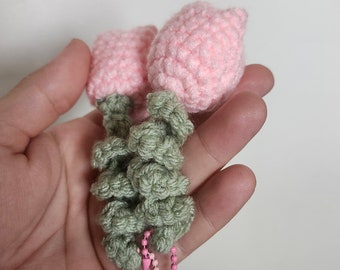 Cute crochet tulip fidget keychain