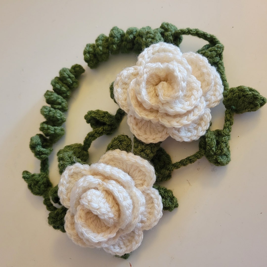 Cream Crochet Rose Curtain Tie Backs Artificial Fragrance Etsy Canada