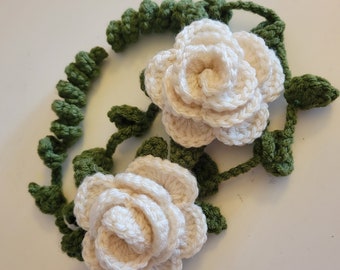 Crochet rose curtain tie backs - artificial - fragrance free - home decor - 1 piece