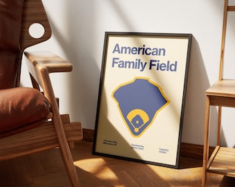 Milwaukee Brewers Poster - American Family Field Print - MLB Art - Baseball Home Decor - Sports Wall Hanging - Sports Fan Memorabilia
