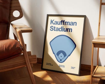 Kansas City Royals Poster - Kauffman Stadium Print - MLB Art - Baseball Home Decor - Sports Wall Hanging - Sports Fan Memorabilia