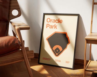 San Francisco Giants Poster - Oracle Park Print - MLB Art - Baseball Home Decor - Sports Wall Hanging - Sports Fan Memorabilia