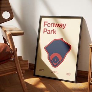 Boston Red Sox Poster - Fenway Park Print - MLB Art - Baseball Home Decor - Sports Wall Hanging - Sports Fan Memorabilia