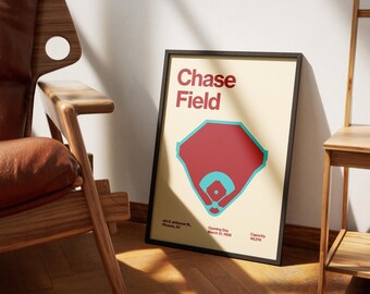 Arizona Diamondbacks Poster - Chase Field Print - MLB Art - Baseball Home Decor - Sports Wall Hanging - Sports Fan Memorabilia