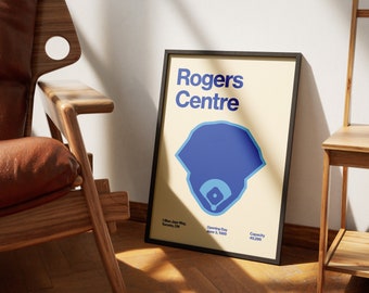 Toronto Blue Jays Poster - Rogers Centre Print - MLB Art - Baseball Home Decor - Sports Wall Hanging - Sports Fan Memorabilia