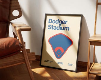 Los Angeles Dodgers Poster - Dodger Stadium Print - MLB Art - Baseball Home Decor - Sports Wall Hanging - Sports Fan Memorabilia