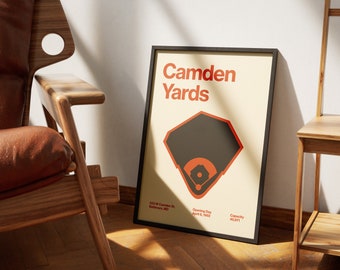 Baltimore Orioles Poster - Camden Yards Print - MLB Art - Baseball Home Decor - Sports Wall Hanging - Sports Fan Memorabilia