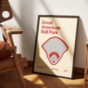 Cincinnati Reds Poster - Great American Ball Park Print - MLB Art - Baseball Home Decor - Sports Wall Hanging - Sports Fan Memorabilia