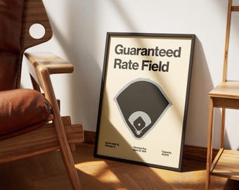 Chicago White Sox Poster - Guaranteed Rate Field Print - MLB Art - Baseball Home Decor - Sports Wall Hanging - Sports Fan Memorabilia