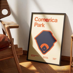 Detroit Tigers Poster - Comerica Park Print - MLB Art - Baseball Home Decor - Sports Wall Hanging - Sports Fan Memorabilia