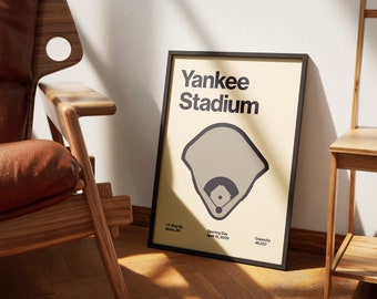 New York Yankees Poster - Yankee Stadium Print - MLB Art - Baseball Home Decor - Sports Wall Hanging - Sports Fan Memorabilia