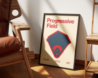 Cleveland Guardians Poster - Progressive Field Print - MLB Art - Baseball Home Decor - Sports Wall Hanging - Sports Fan Memorabilia