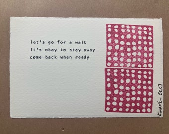 let's go for a walk -  limited edition, haiku card
