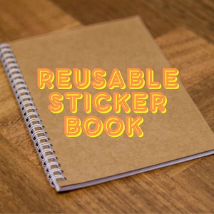 Livre d'autocollants réutilisables - Couverture en papier kraft avec reliure en spirale