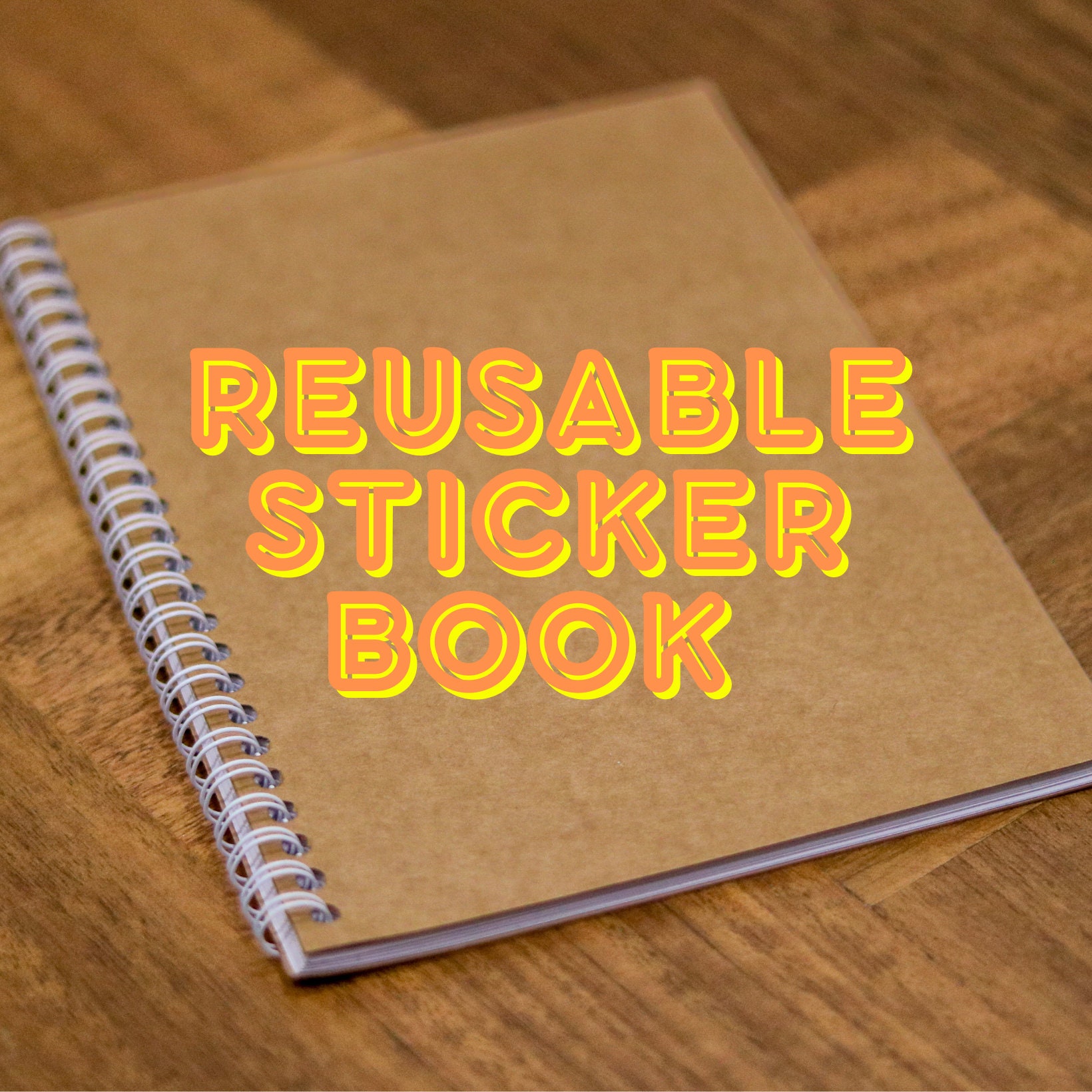 Reusable Sticker Book Spiral Bound Kraft Paper Cover 