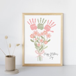 Custom Handprint Bouquet Print, Mother’s Days Personal Gift, Birthdayfully Gift Mom, Grandma Gift, Personalized Nursery Decor.