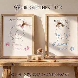 Personalized Baby First Haircut Art | Custom Digital Design | Soft Milestone Keepsake | Nursery Wall Decor Gift