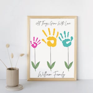 Personalized Mother’s Day Handprint Art, DIY Keepsake Gift For Mom, Customizable Family Art, Unique Nursery Wall Decor, Baby Memory Craft