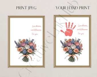 Mother's Days Gift, Handprint Diy Gift, Handprint Art Kit, Flower Handprint, Gifted, Bouquete,Birth Day