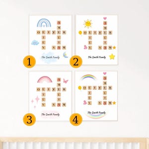 Personalized Family Name Wall Art - Custom Crossword Puzzle | Nursery Digital Decor | Baby Shower Gift
