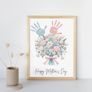 Customizable Handprint Flower Art For Mom, Personalized Digital Download Keepsake, Family Handprint Art, Mother’s Day Gift Idea