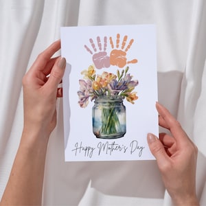Custom Handprint Bouquet Print, Floral Handprint Keepsake, Mother’s Days Personal Gift, Grandma Gift, Personalized Nursery Decor