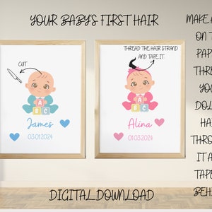 Kundenspezifischer Baby-erster Haar-Lockenrahmen, personalisierter Babyname und Geburtsdatums-Andenken, Neugeborenengeschenk, erster haarschnitt-Gedächtnisrahmen des Babys